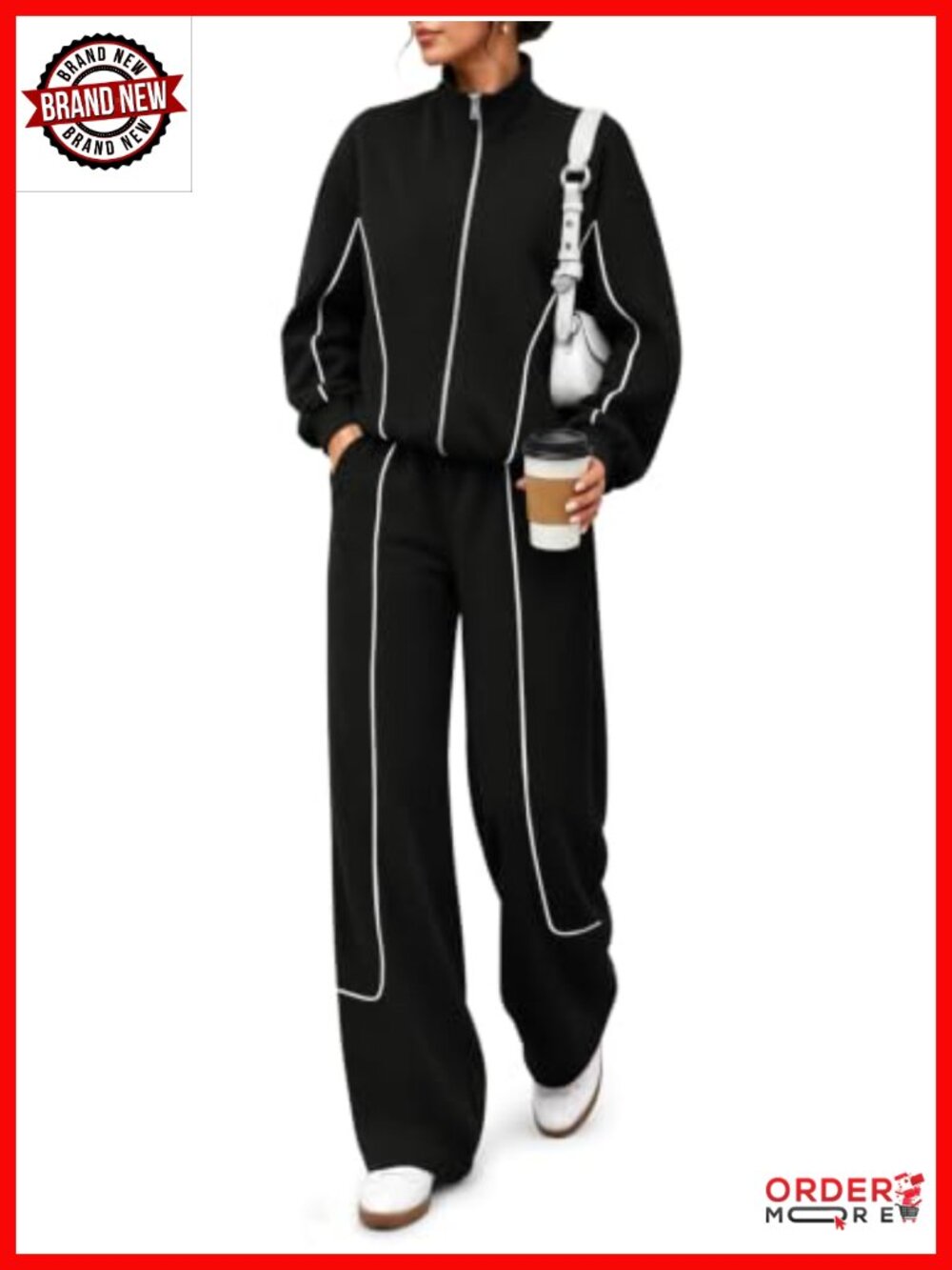 Women's 2 Piece Zip Up Tracksuit Lounge Set Wide Leg Pants Fall Outfit